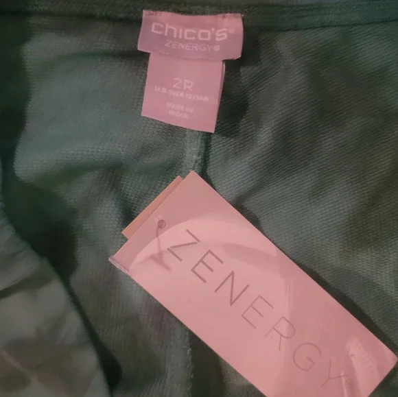 Chico's Zenergy Pima Cotton Tie Dye Astro Green Jogger Pants Size 2R (12) - Picture 3 of 3